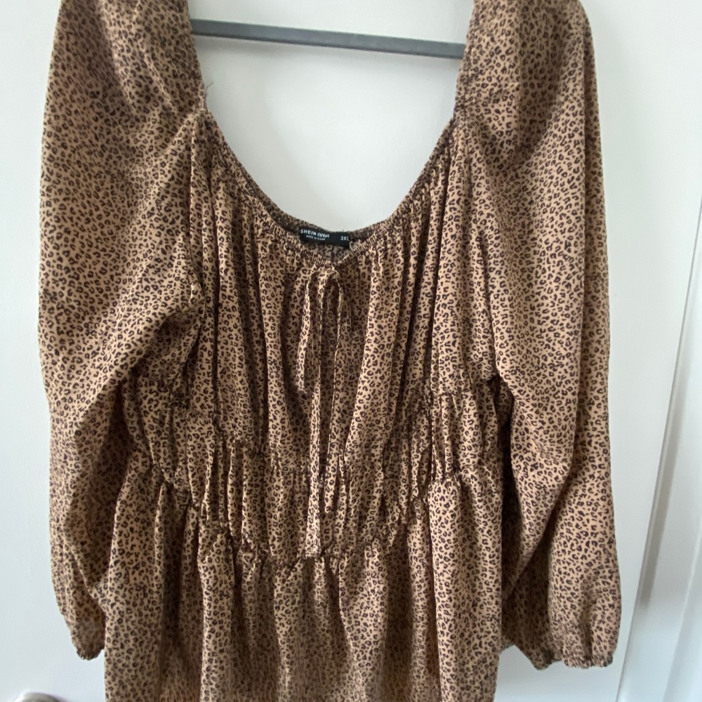 Plus Leopard Knot Front Peplum Blouse